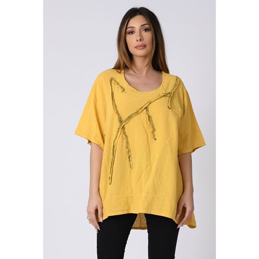 Lniana bluzka "Lina" w kolorze żółtym ze sklepu Limango Polska w kategorii Bluzki damskie - zdjęcie 141558101