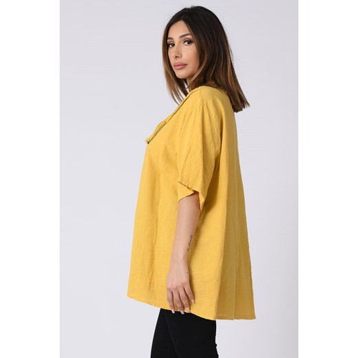 Lniana bluzka "Lina" w kolorze żółtym Plus Size Company 48/50 okazja Limango Polska
