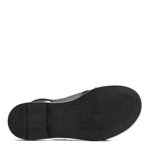 Czarne skórzane sandały z szerokimi paskami 67Z Neścior 38 wyprzedaż NESCIOR