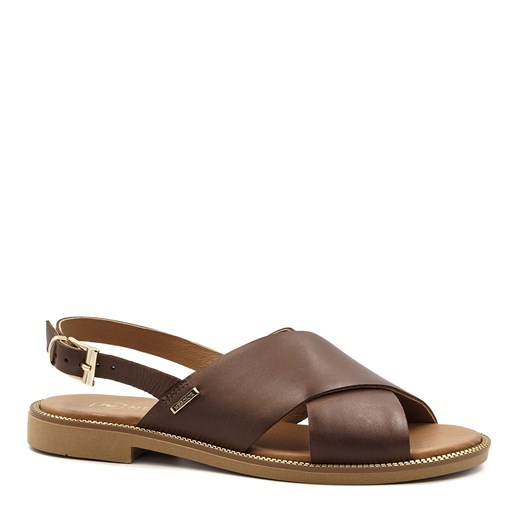 Brązowe skórzane sandały z szerokimi paskami 67Z ze sklepu NESCIOR w kategorii Sandały damskie - zdjęcie 141560461