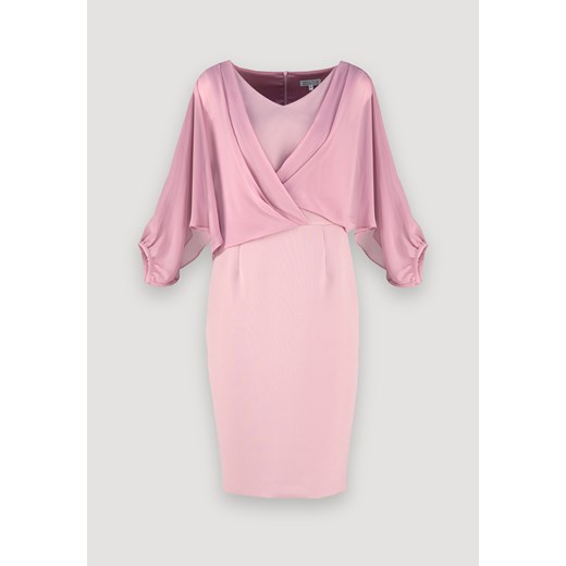 Różowa ołówkowa sukienka z szyfonowym rękawem Molton 34 Molton
