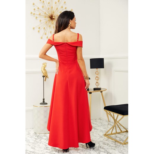 Sukienka Natalie czerwona - z długim trenem i opadającymi ramionkami (36) Marconi 50 MyLittleHeaven