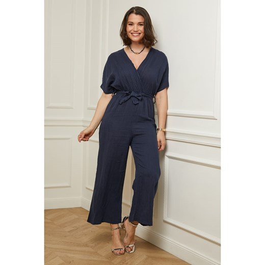 Lniany kombinezon w kolorze granatowym Curvy Lady 48/50 wyprzedaż Limango Polska