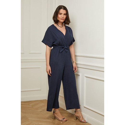 Lniany kombinezon w kolorze granatowym Curvy Lady 48/50 promocja Limango Polska