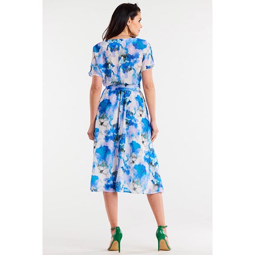 Sukienka w kolorze niebieskim ze wzorem L okazja Limango Polska