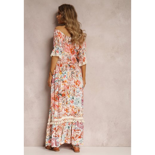Sukienka Renee boho z krótkim rękawem z dekoltem typu hiszpanka maxi
