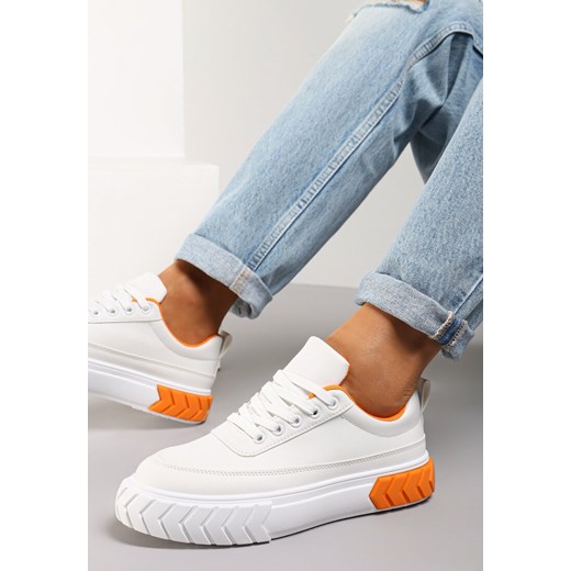 Biało-Pomarańczowe Sneakersy Aegippe Renee 40 renee.pl