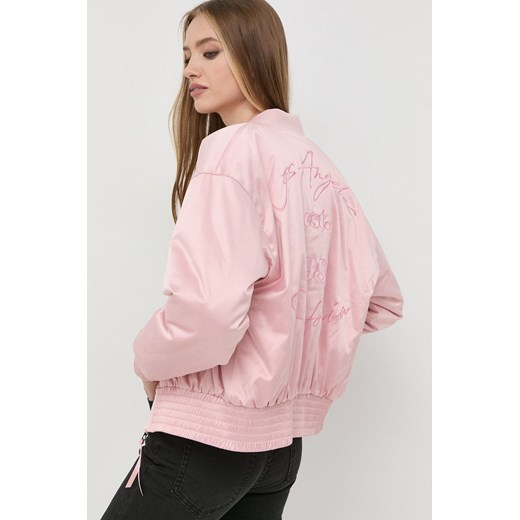 Guess kurtka bomber damski kolor różowy przejściowa Guess L ANSWEAR.com