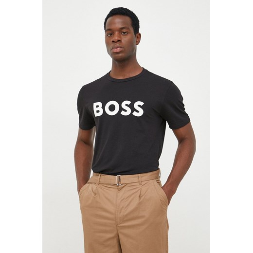 BOSS t-shirt bawełniany BOSS CASUAL kolor czarny z nadrukiem 50481923 ze sklepu ANSWEAR.com w kategorii T-shirty męskie - zdjęcie 141711091