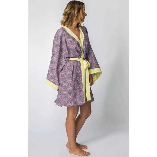 LA107/2 Szlafrok kimono, Kolor różowy-wzór, Rozmiar uniwersalny, LaLupa Lalupa uniwersalny Intymna
