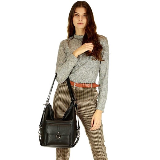 Torebka - plecak ze skóry naturalnej  - Alessia czarny Mazzini uniwersalny Verostilo