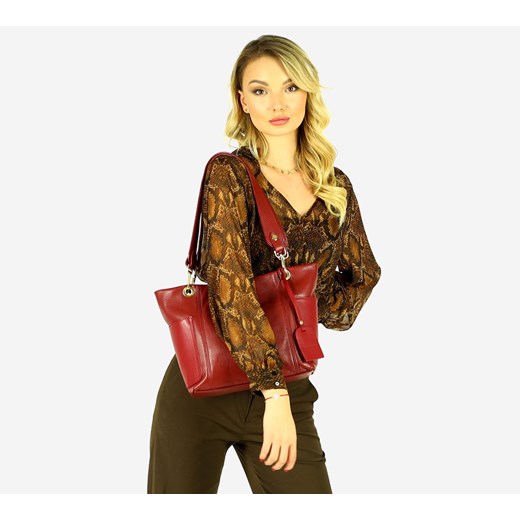 Skórzana torba damska w trapez na ramię sholder genuine leather bag - MARCO Mazzini uniwersalny Verostilo