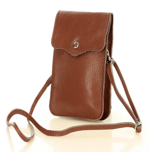 Torebka damska minibag skórzana etui na telefon - MARCO MAZZINI brąz Genuine Leather uniwersalny Verostilo