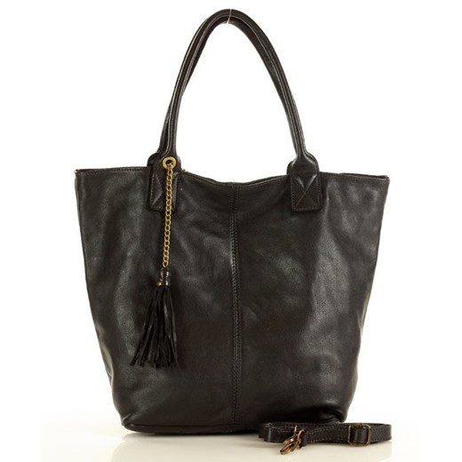 MARCO MAZZINI Torebka shopper bag z portfelem geniune leather czarna uniwersalny Verostilo