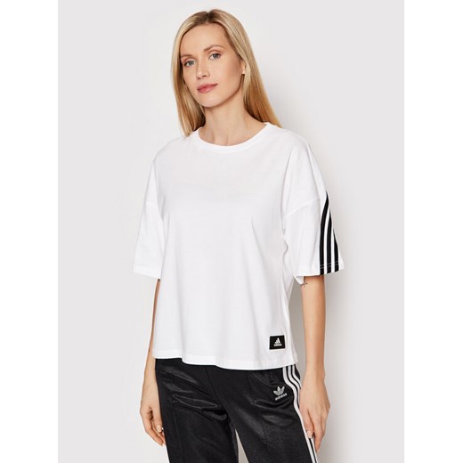 adidas T-Shirt Future Icons 3-Stripes HE0309 Biały Loose Fit XS wyprzedaż MODIVO