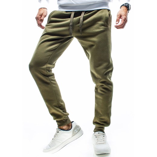 Spodnie męskie dresowe khaki Recea ze sklepu Recea.pl w kategorii Spodnie męskie - zdjęcie 141826621