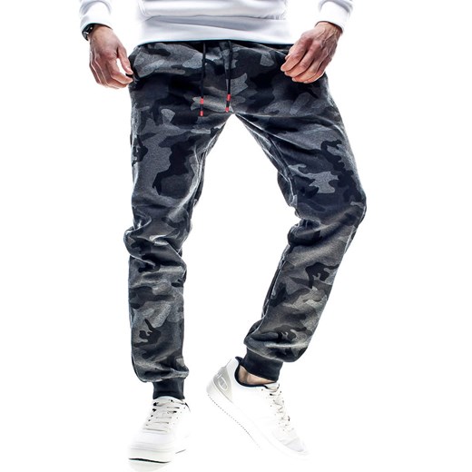Spodnie męskie dresowe grafitowe moro Recea ze sklepu Recea.pl w kategorii Spodnie męskie - zdjęcie 141826633
