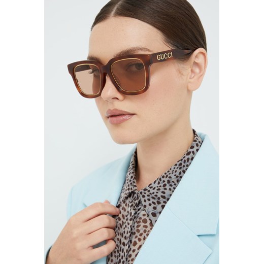 Gucci okulary przeciwsłoneczne damskie kolor brązowy Gucci 52 ANSWEAR.com