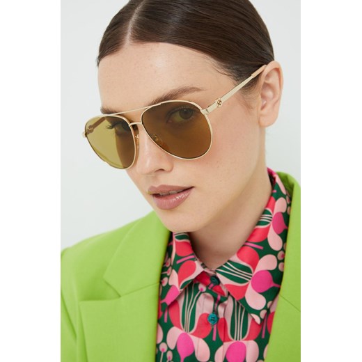 Gucci okulary przeciwsłoneczne damskie kolor złoty Gucci 61 ANSWEAR.com
