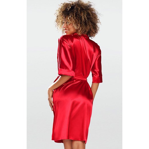 Satyynowy czerwony szlafrok podomka 100, Kolor czerwony, Rozmiar XS, DKaren ze sklepu Intymna w kategorii Szlafroki damskie - zdjęcie 141831711