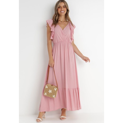 Różowa Sukienka z Wiskozy Aserus ze sklepu Born2be Odzież w kategorii Sukienki - zdjęcie 141831871
