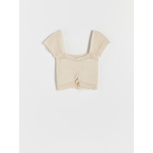 Reserved - Bawełniany crop top - Kremowy Reserved M Reserved