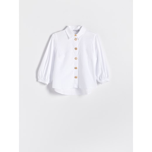 Reserved - Koszula z ozdobnymi guzikami - Biały Reserved M Reserved
