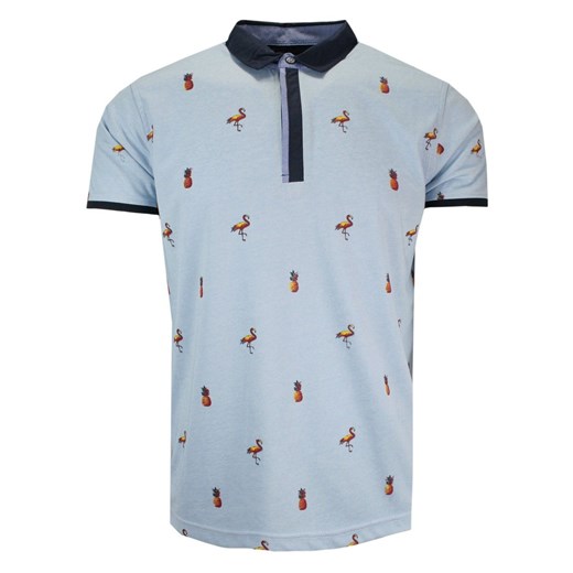 Koszulka POLO, Niebieska w Ananasy, Pelikany, Krótki Rękaw, Męska TSKOWNEWAN4158blue ze sklepu JegoSzafa.pl w kategorii T-shirty męskie - zdjęcie 141864292