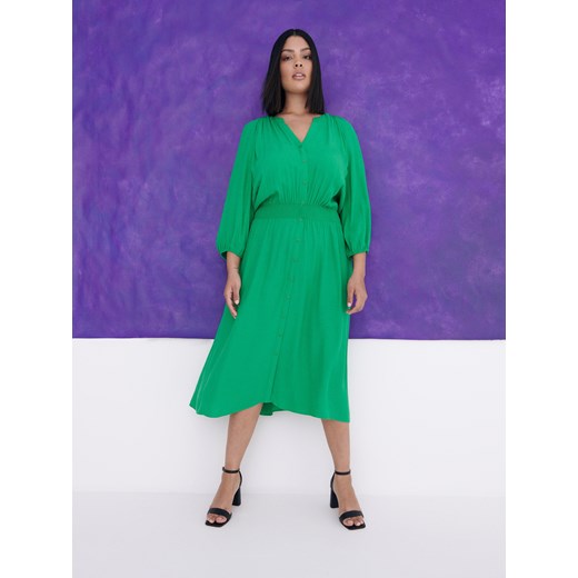 Reserved - Sukienka z wiskozy midi - Zielony Reserved 1XL wyprzedaż Reserved