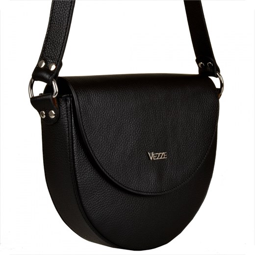Włoska skórzana torebka damska listonoszka półokrągła czarna ze sklepu melon.pl w kategorii Torby Shopper bag - zdjęcie 141909904