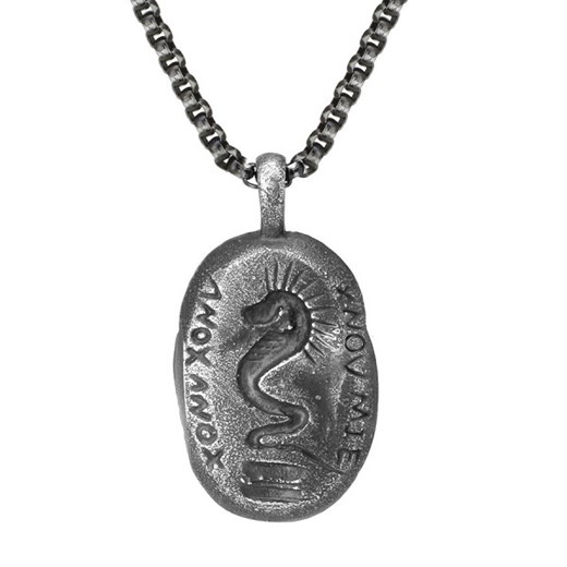 Medalion z wężem na łańcuszku męski czarny naszyjnik ze stali ze sklepu manoki.pl w kategorii Naszyjniki męskie - zdjęcie 141911590