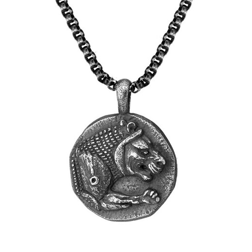 Naszyjnik męski z antyczną monetą, medalionem z lewem ze sklepu manoki.pl w kategorii Naszyjniki męskie - zdjęcie 141911593