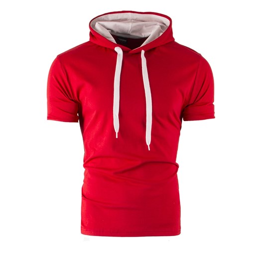 Koszulka męska z kapturem 192570 - czerwona ze sklepu Risardi w kategorii T-shirty męskie - zdjęcie 141969140