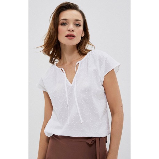3761 Bawełniana bluzka koszulowa, Kolor biały, Rozmiar XS, Moodo ze sklepu Primodo w kategorii Bluzki damskie - zdjęcie 141980644