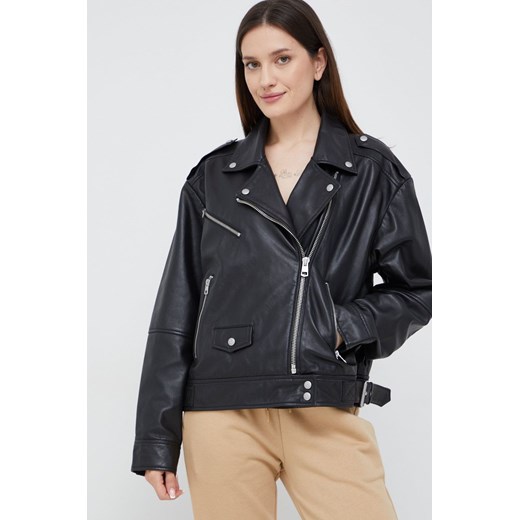 Calvin Klein Jeans ramoneska skórzana damska kolor czarny przejściowa oversize S ANSWEAR.com