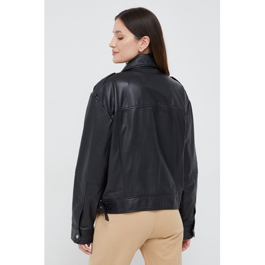 Calvin Klein Jeans ramoneska skórzana damska kolor czarny przejściowa oversize M ANSWEAR.com