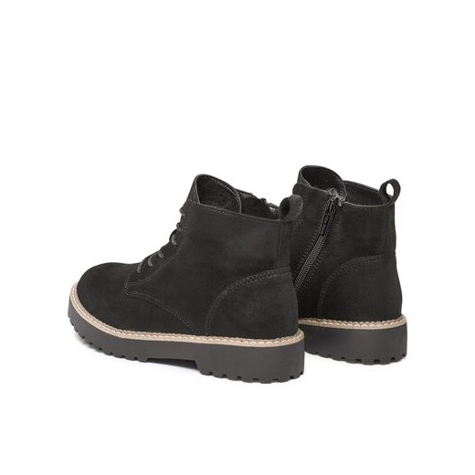 Workery damskie czarne Clara Barson z nubuku wiązane płaskie 