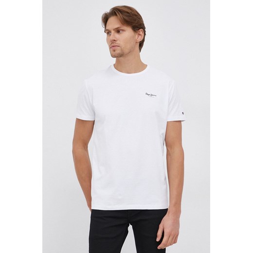 Pepe Jeans T-shirt Original Basic kolor biały z nadrukiem ze sklepu ANSWEAR.com w kategorii T-shirty męskie - zdjęcie 142029401