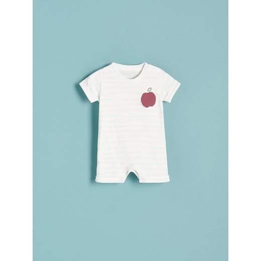 Reserved - Bawełniany rampers w paski - Kremowy Reserved 80 okazyjna cena Reserved