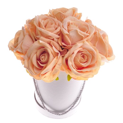 Żółte róże w różowym boxie /FL16 S340/ ze sklepu Pantofelek24.pl w kategorii Dekoracje - zdjęcie 142067354