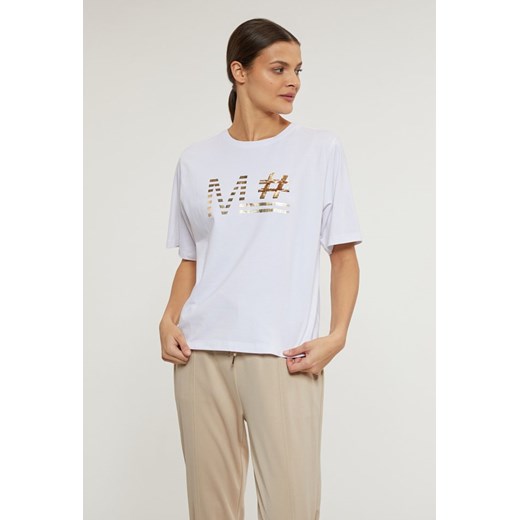 Casualowy t-shirt damski z cekinami S wyprzedaż MONNARI