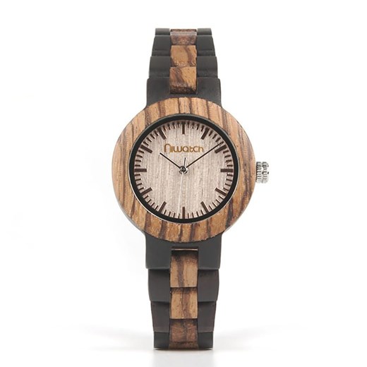Damski zegarek drewniany Niwatch BASIC na dwukolorowej bransolecie Niwatch promocja niwatch.pl