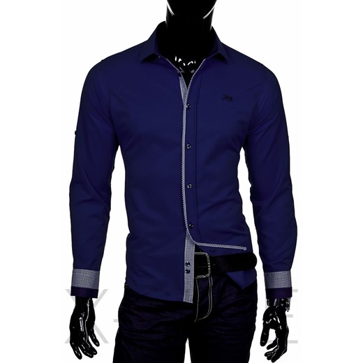 DESIGNERSKA KOSZULA MĘSKA JEEL 3055 SLIM MIX ozonee-pl granatowy design