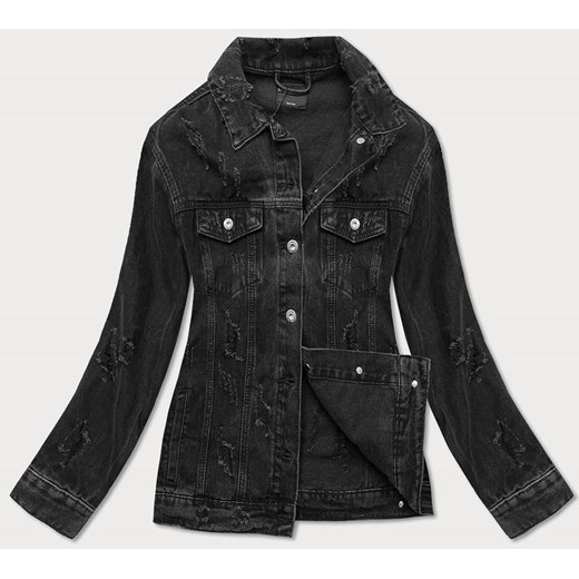 Damska kurtka jeansowa z przetarciami czarna (34761a) ze sklepu goodlookin.pl w kategorii Kurtki damskie - zdjęcie 142160133