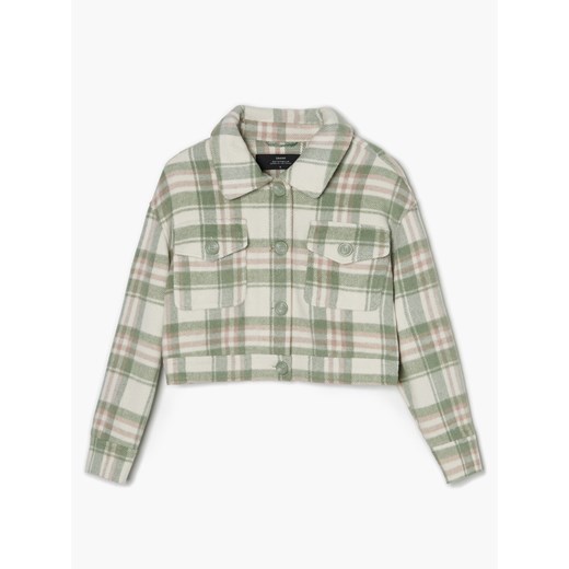 Cropp - Koszulowa kurtka w kratę - Zielony Cropp S Cropp