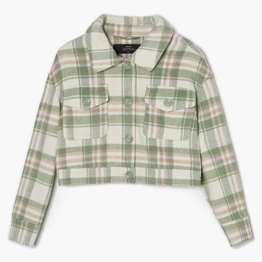 Cropp - Koszulowa kurtka w kratę - Zielony Cropp M Cropp