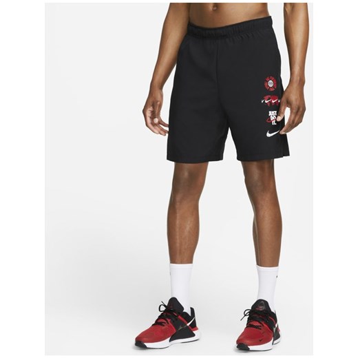 Męskie spodenki do fitnessu z tkaniny z nadrukiem Nike Dri-FIT Flex - Czerń Nike M Nike poland