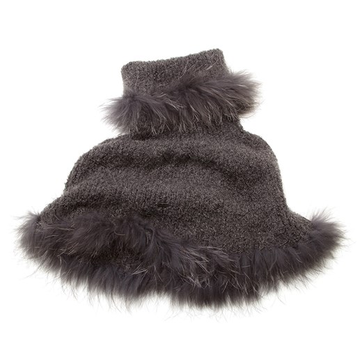 79-7F-007-8 Poncho damskie wittchen szary czapki futrzane