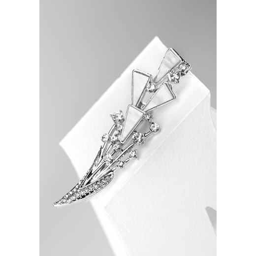 Szara broszka w trójkąty ze szklaną perłą ze sklepu Molton w kategorii Broszki - zdjęcie 142344301