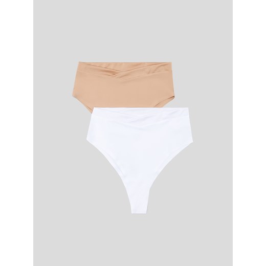 Sinsay - Majtki bezszwowe brazyliany 2 pack - Kremowy Sinsay M Sinsay